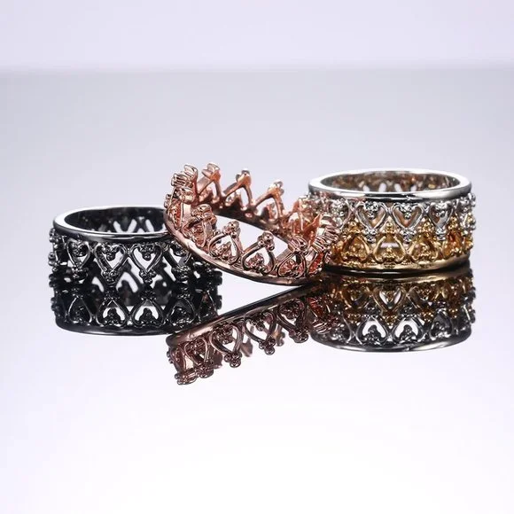 🔥 Heart Wreath Basic Simple Colorful Heart Rings for Women, PD530 - Picture 4 of 8